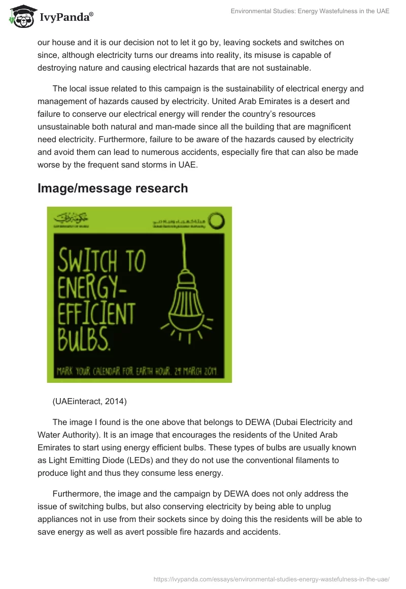 Environmental Studies: Energy Wastefulness in the UAE. Page 2