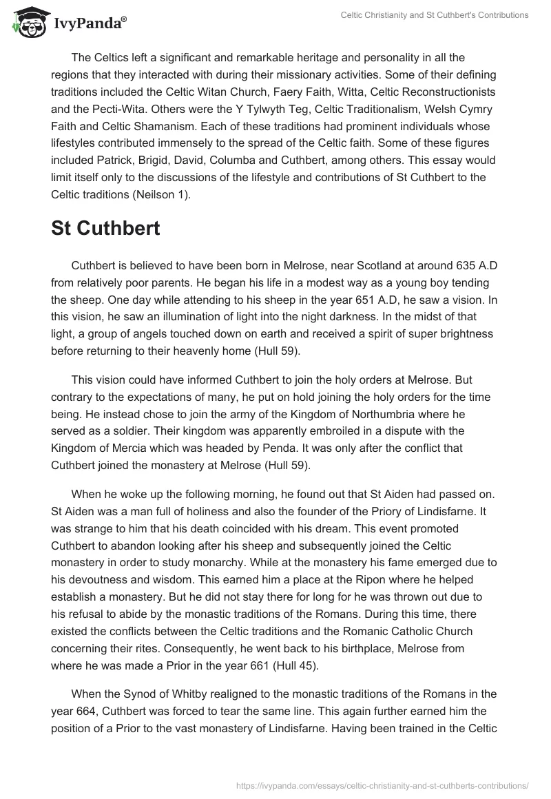Celtic Christianity and St. Cuthbert's Contributions. Page 2