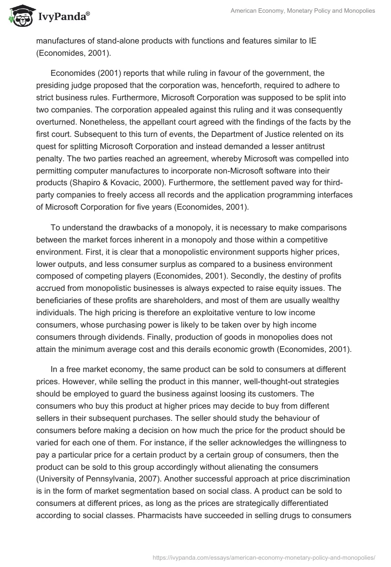 American Economy, Monetary Policy and Monopolies. Page 3