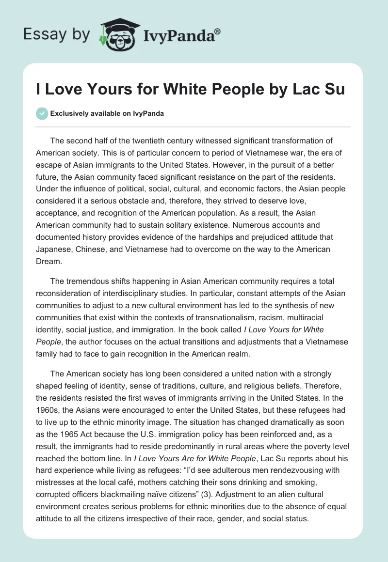 "I Love Yours for White People" by Lac Su. Page 1