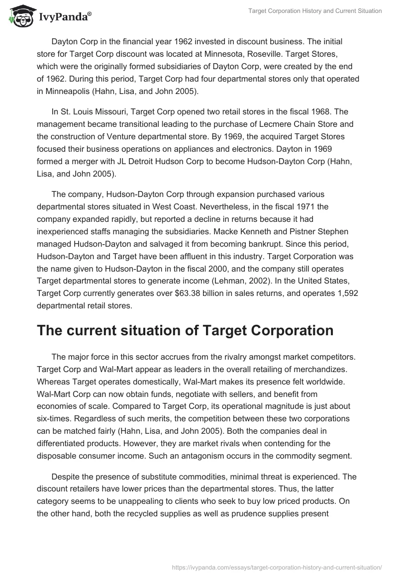Target Corporation History and Current Situation. Page 2