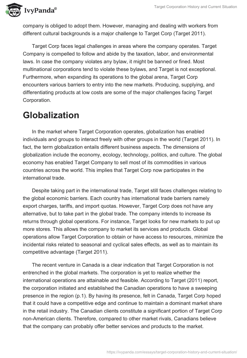 Target Corporation History and Current Situation. Page 4