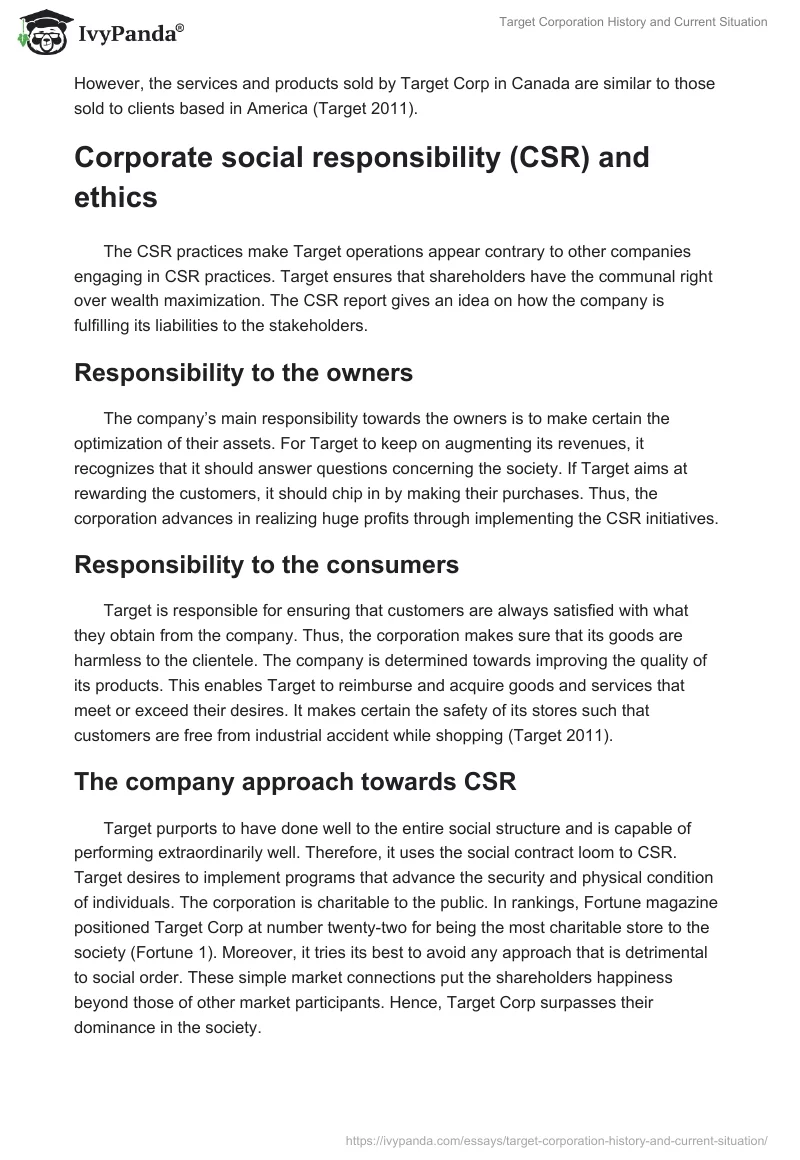 Target Corporation History and Current Situation. Page 5