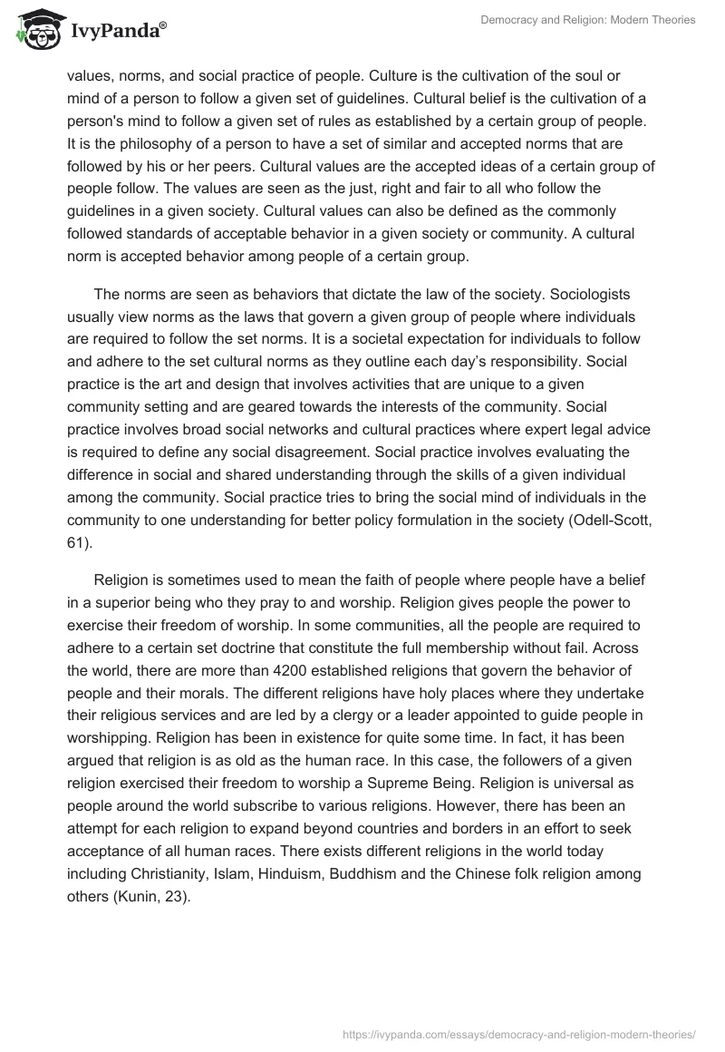 Democracy and Religion: Modern Theories. Page 2