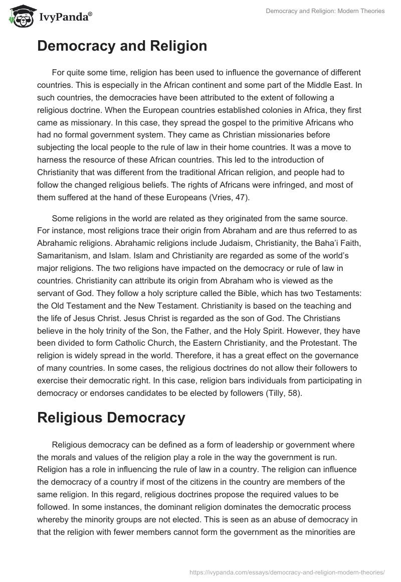 Democracy and Religion: Modern Theories. Page 3