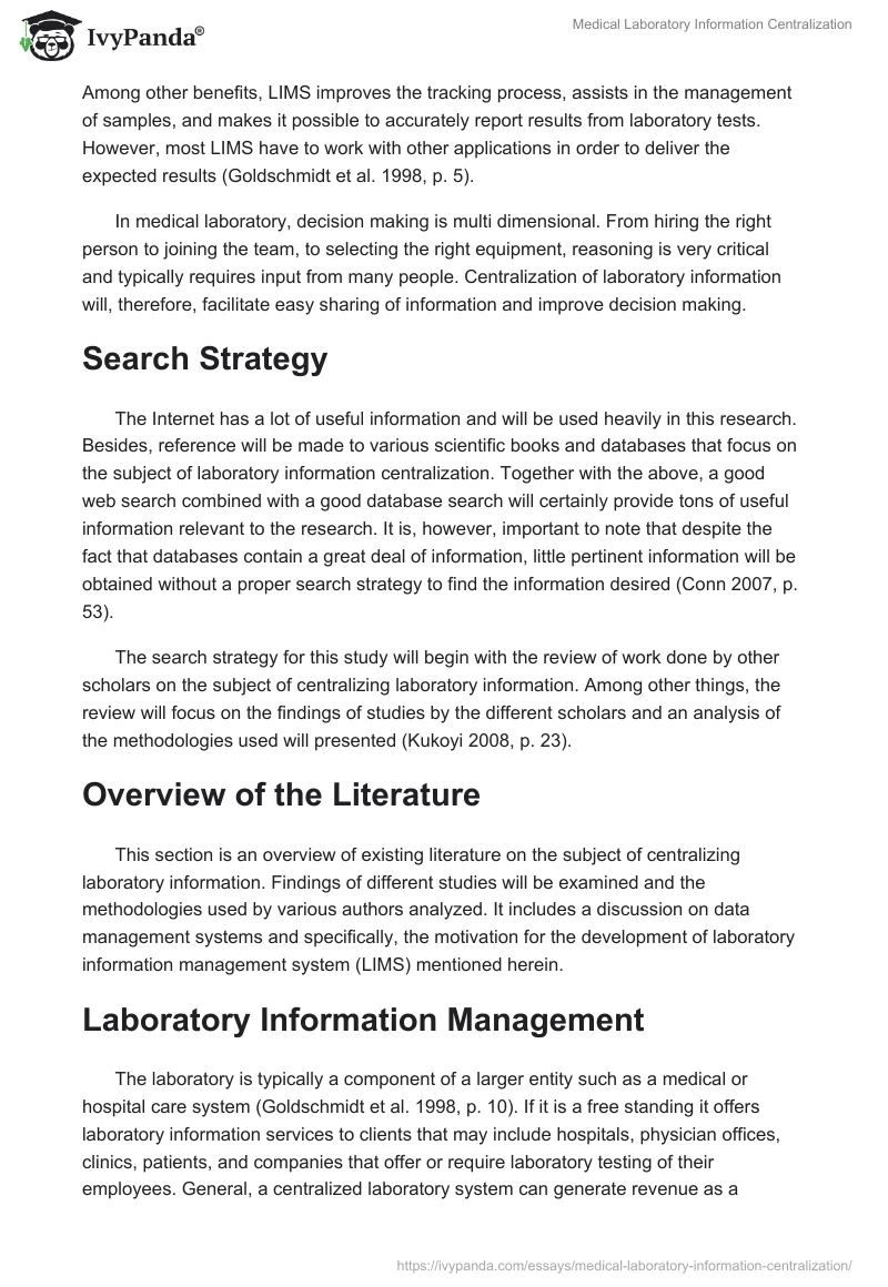 Medical Laboratory Information Centralization. Page 2