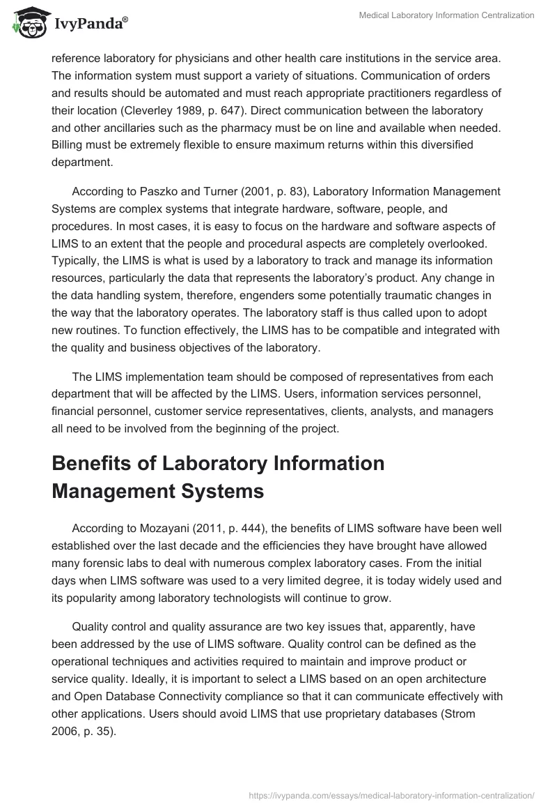 Medical Laboratory Information Centralization. Page 3