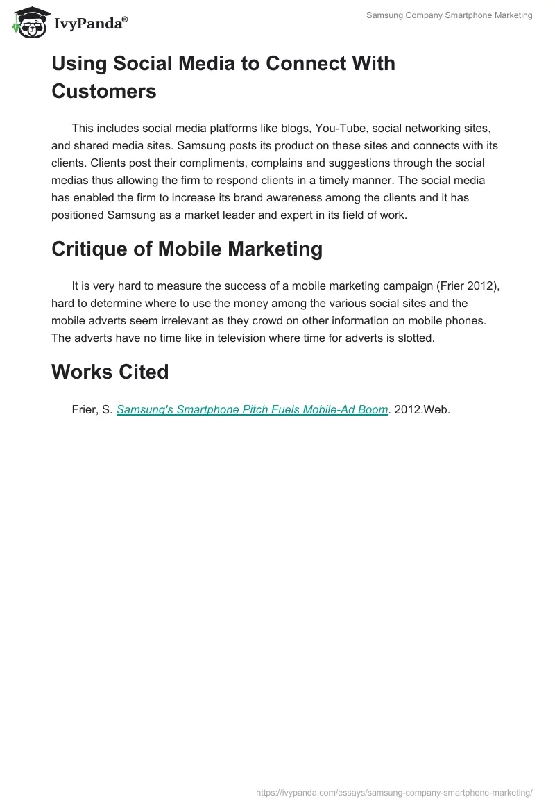 Samsung Company Smartphone Marketing. Page 2