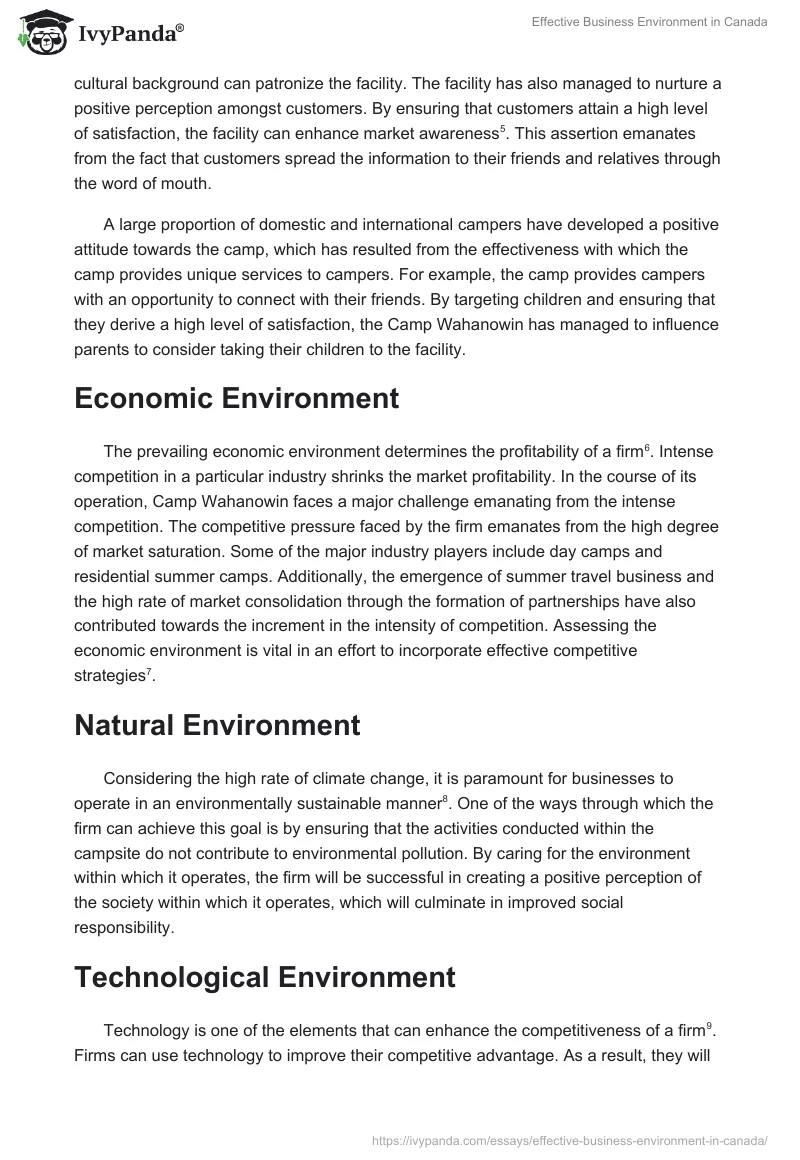 Effective Business Environment in Canada. Page 2