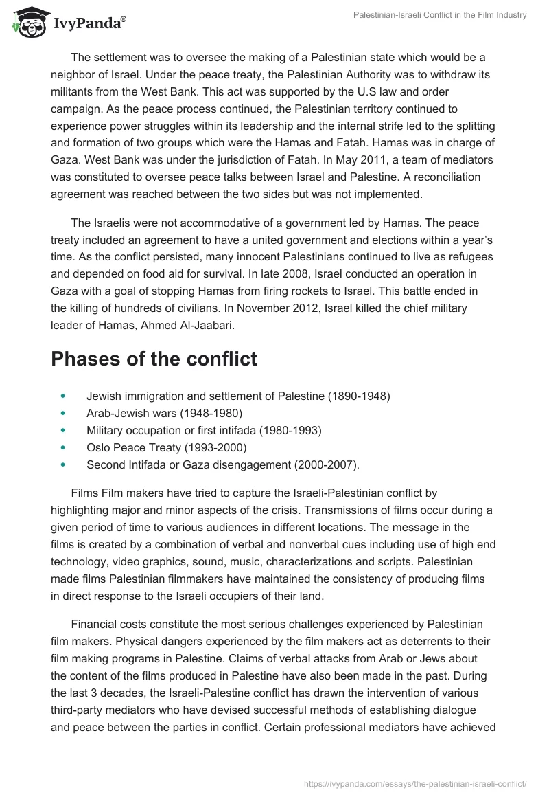Palestinian-Israeli Conflict in the Film Industry. Page 2