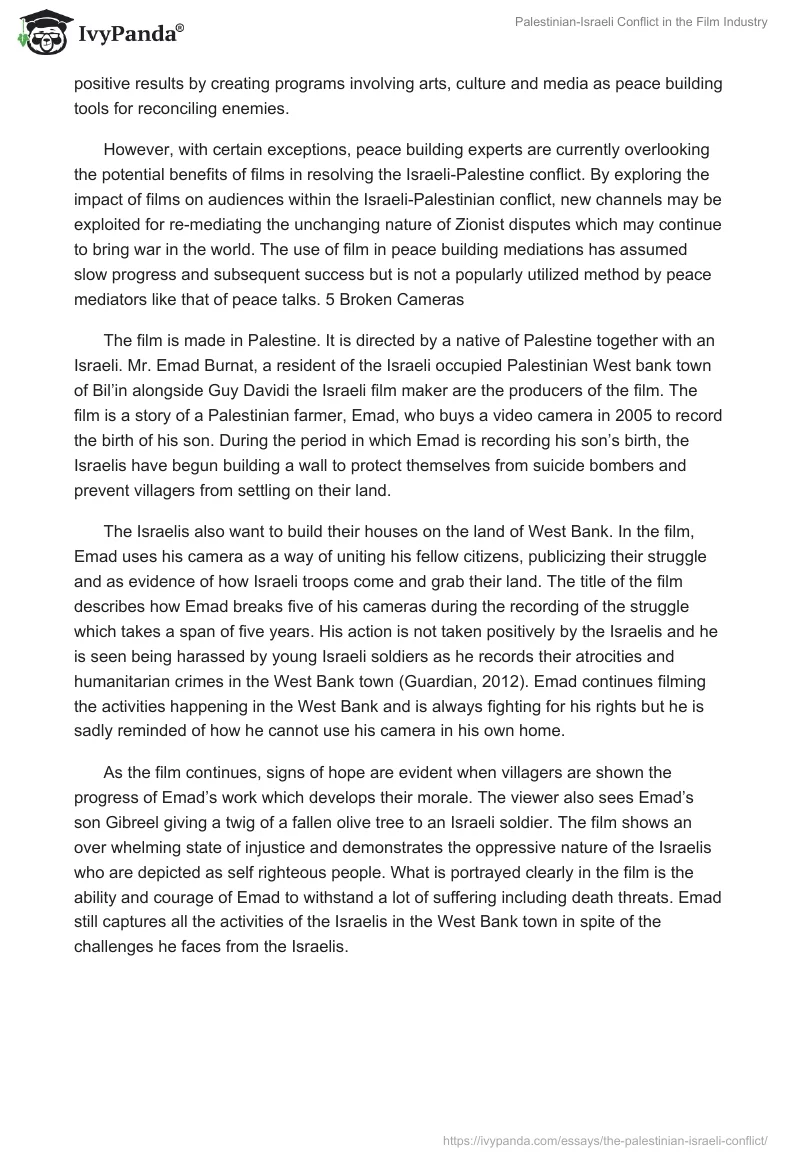 Palestinian-Israeli Conflict in the Film Industry. Page 3