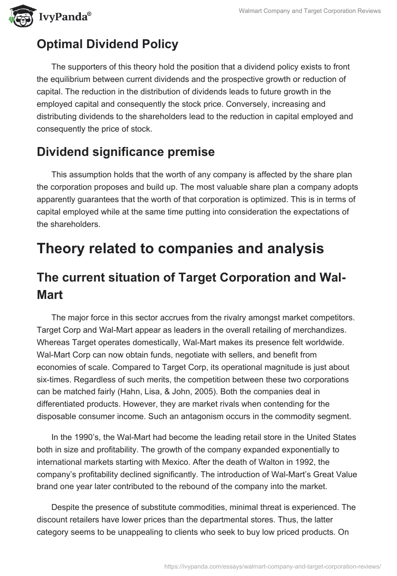 Walmart Company and Target Corporation Reviews. Page 4
