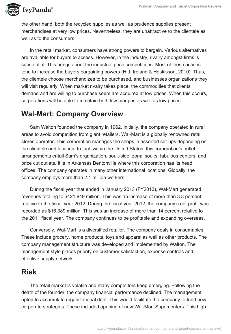 Walmart Company and Target Corporation Reviews. Page 5