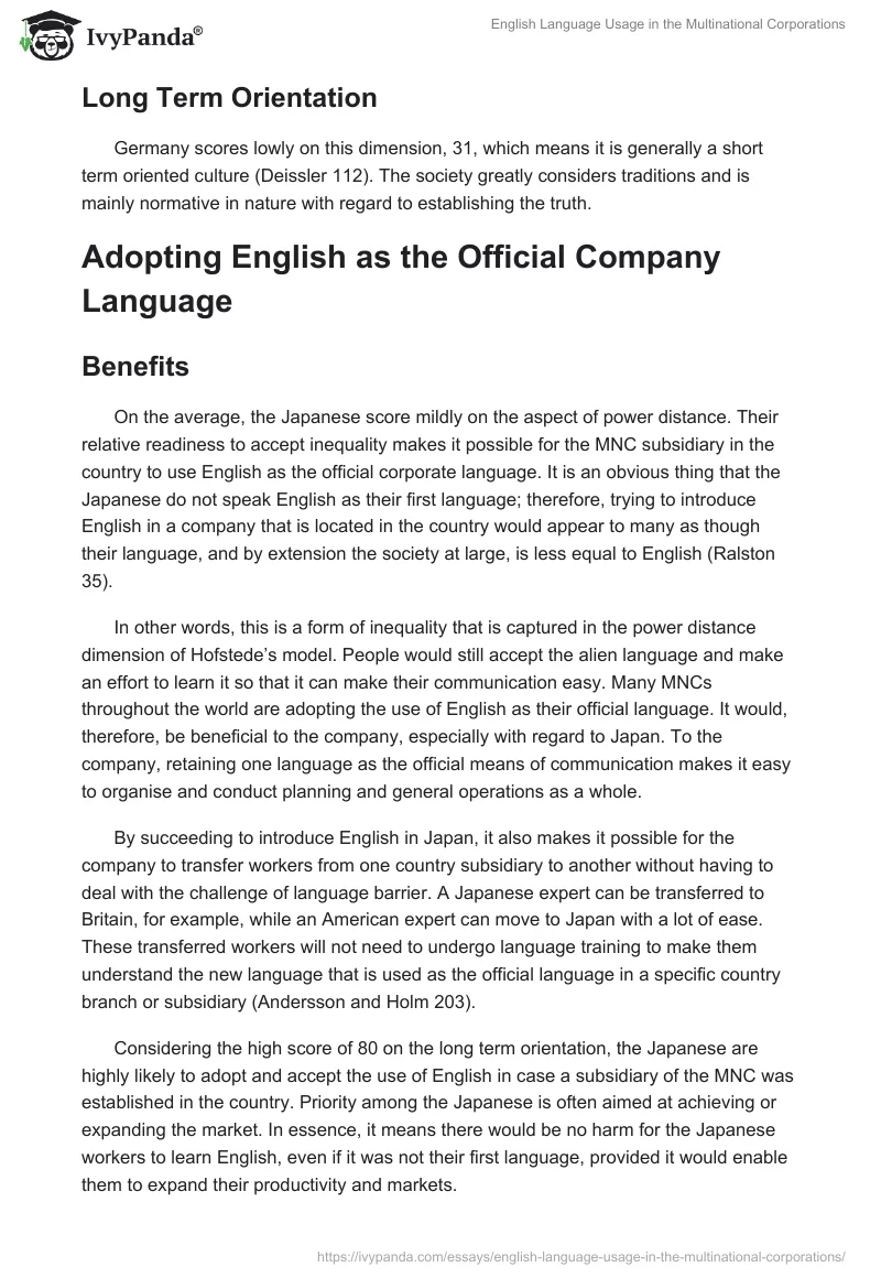 English Language Usage in the Multinational Corporations. Page 4