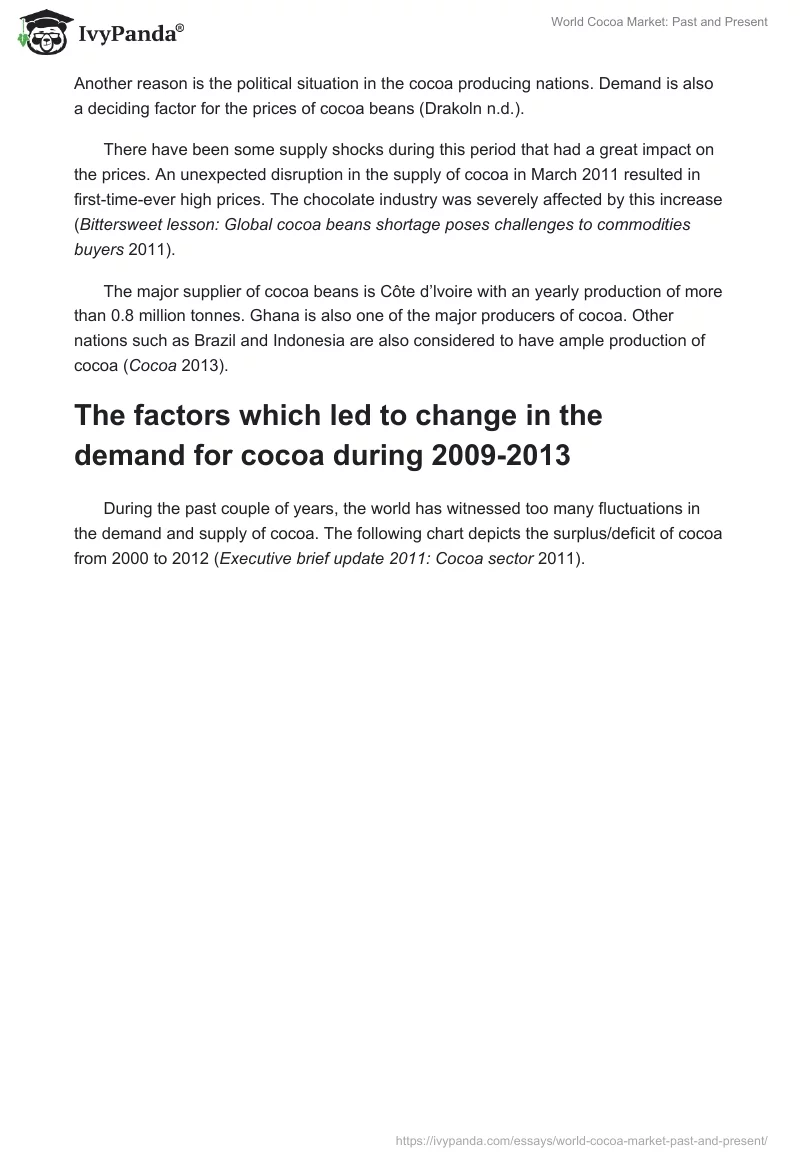 World Cocoa Market: Past and Present. Page 4