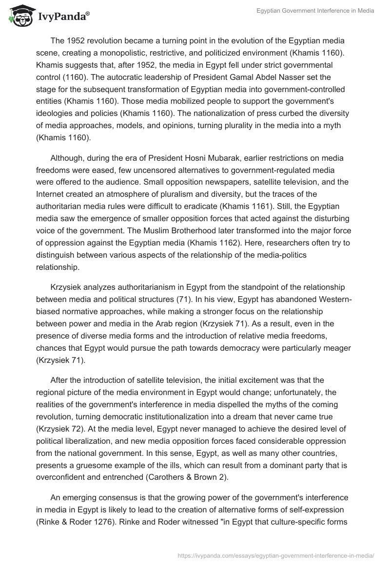 Egyptian Government Interference in Media. Page 3