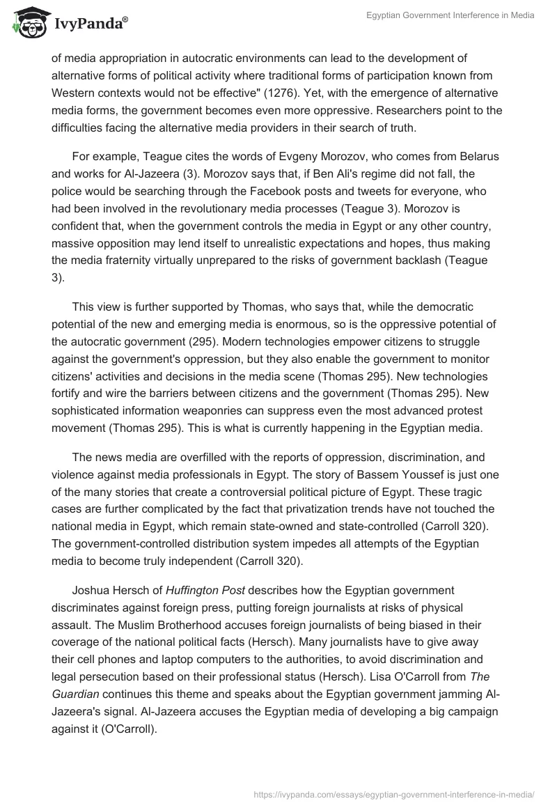 Egyptian Government Interference in Media. Page 4