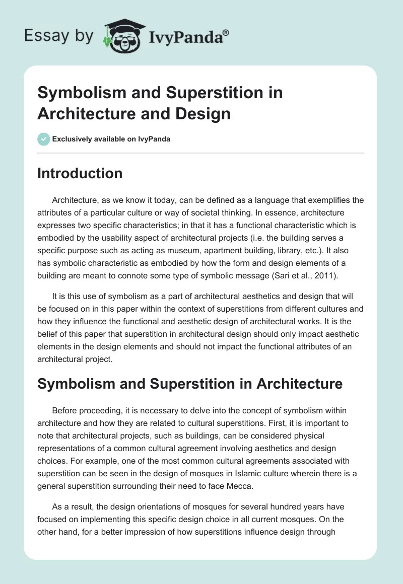 Symbolism and Superstition in Architecture and Design. Page 1