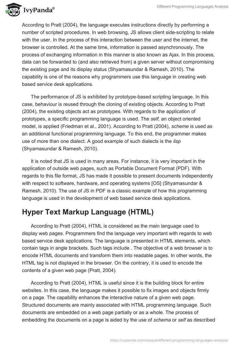 Different Programming Languages Analysis. Page 3