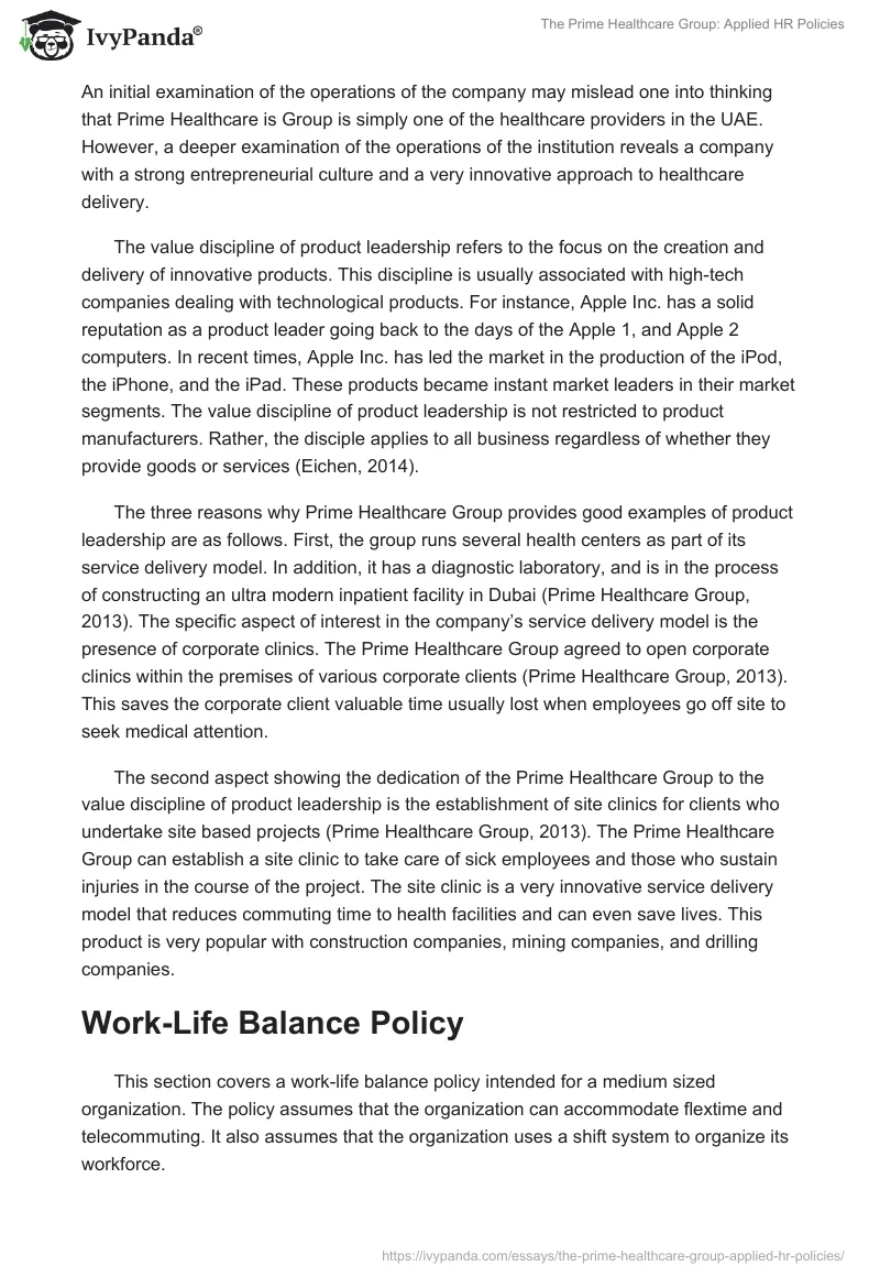 The Prime Healthcare Group: Applied HR Policies. Page 2