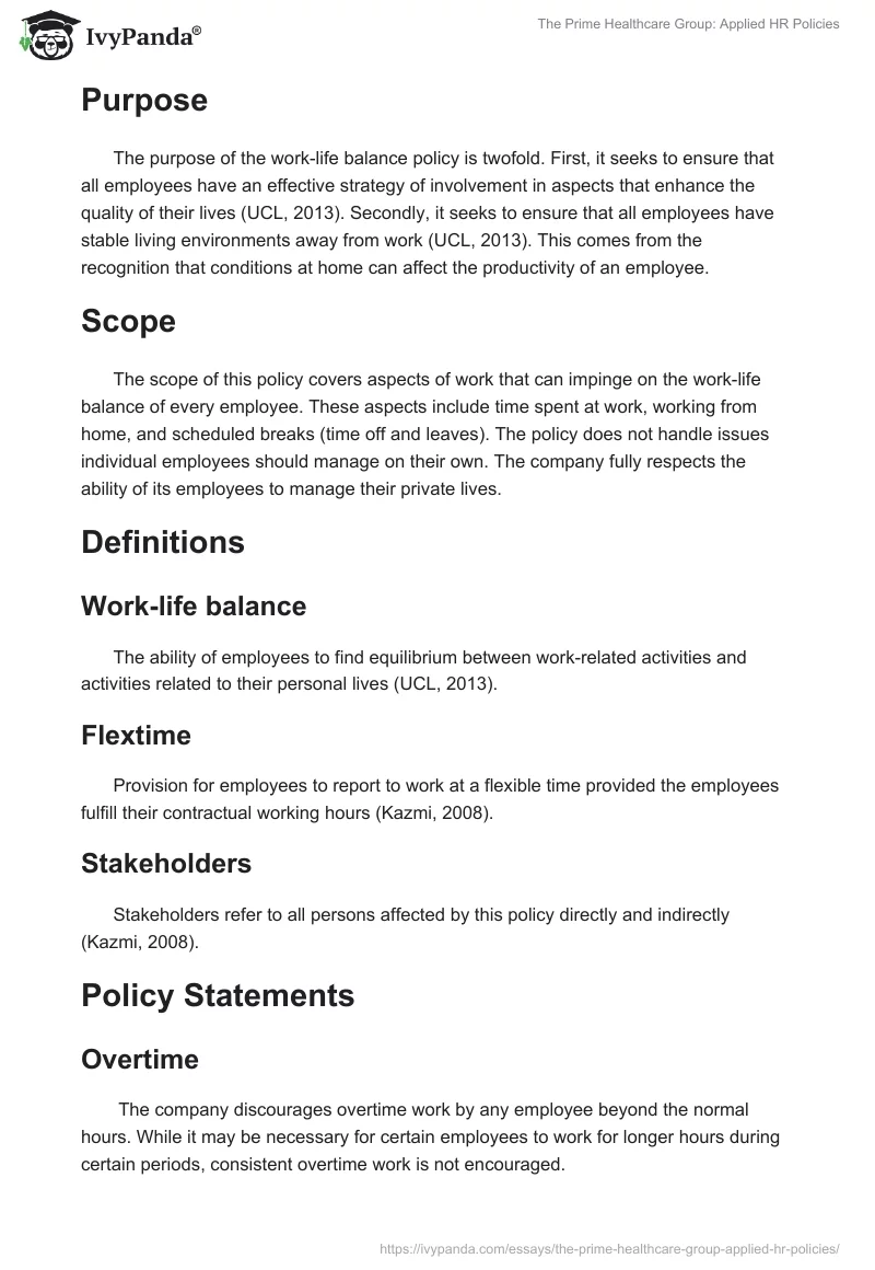 The Prime Healthcare Group: Applied HR Policies. Page 3