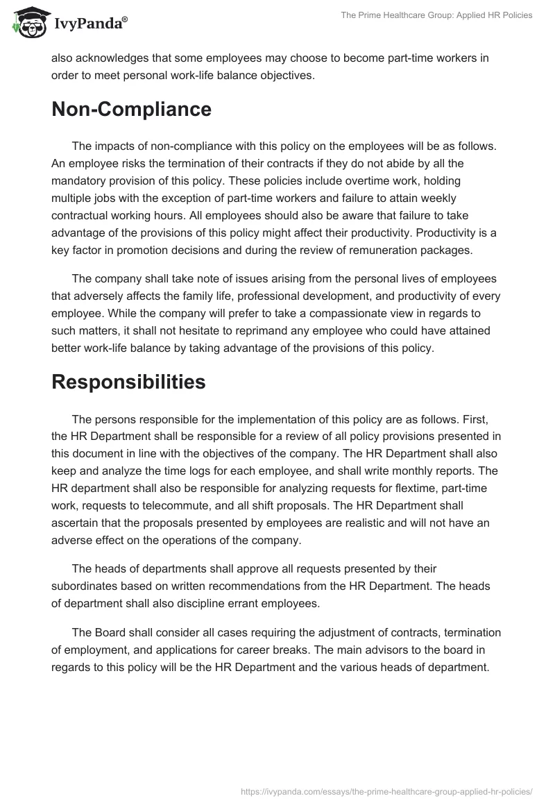 The Prime Healthcare Group: Applied HR Policies. Page 5