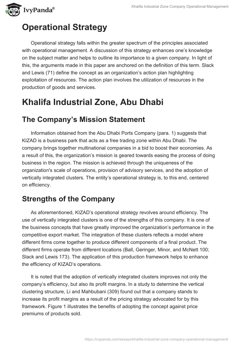 Khalifa Industrial Zone Company Operational Management. Page 2