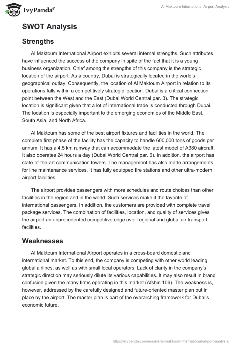 Al Maktoum International Airport Analysis. Page 2