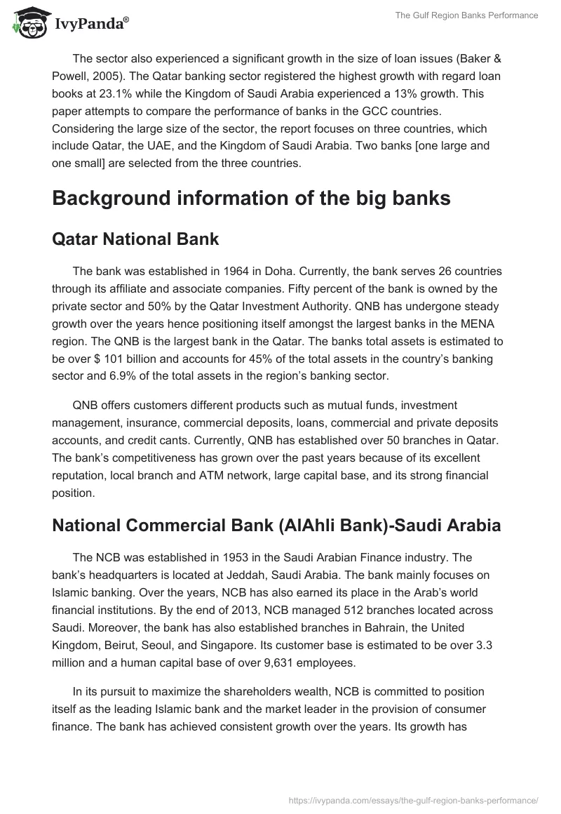 The Gulf Region Banks Performance. Page 2