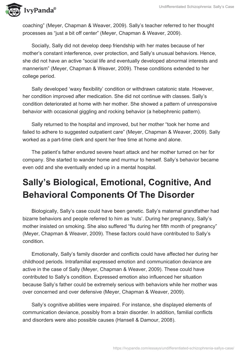 Undifferentiated Schizophrenia: Sally’s Case. Page 2