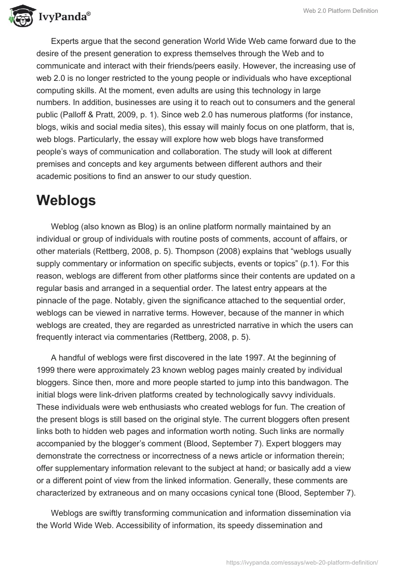 Web 2.0 Platform Definition. Page 2