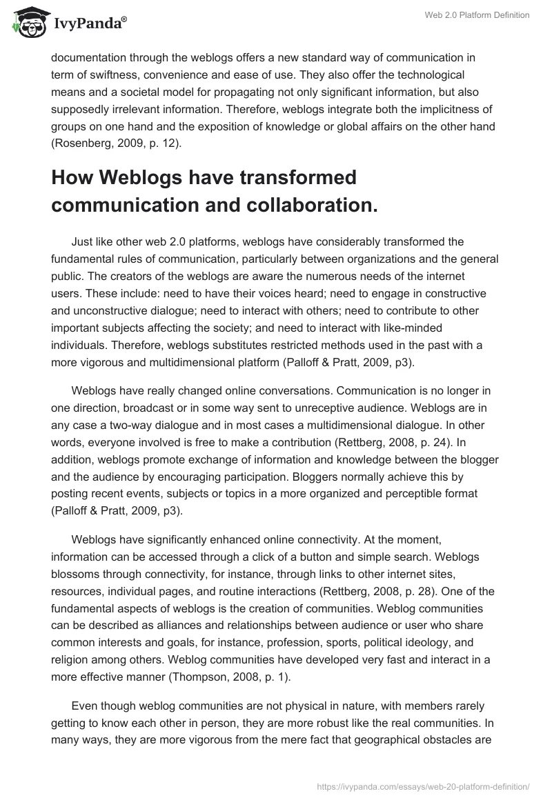 Web 2.0 Platform Definition. Page 3