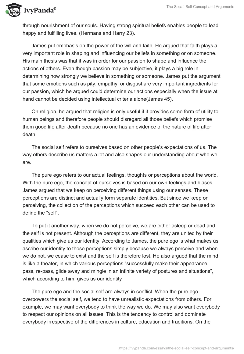 The Social Self Concept and Arguments. Page 2