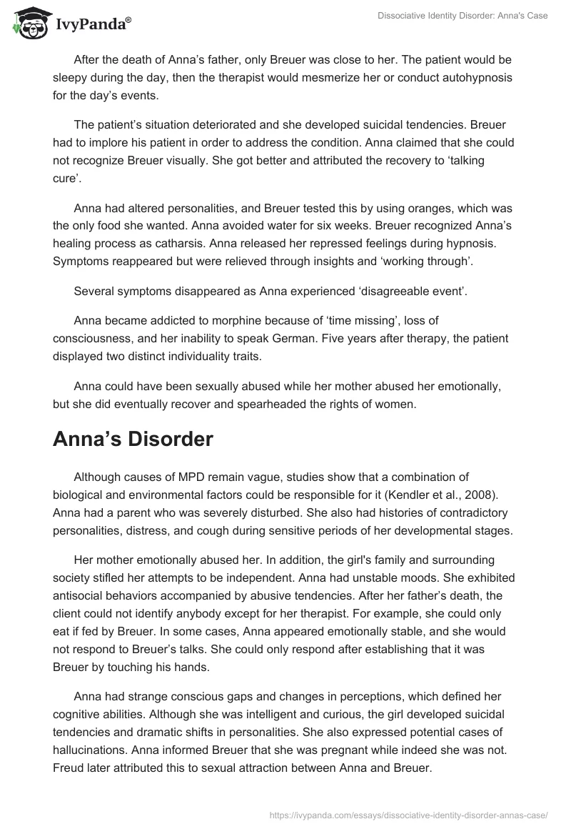 Dissociative Identity Disorder: Anna's Case. Page 2