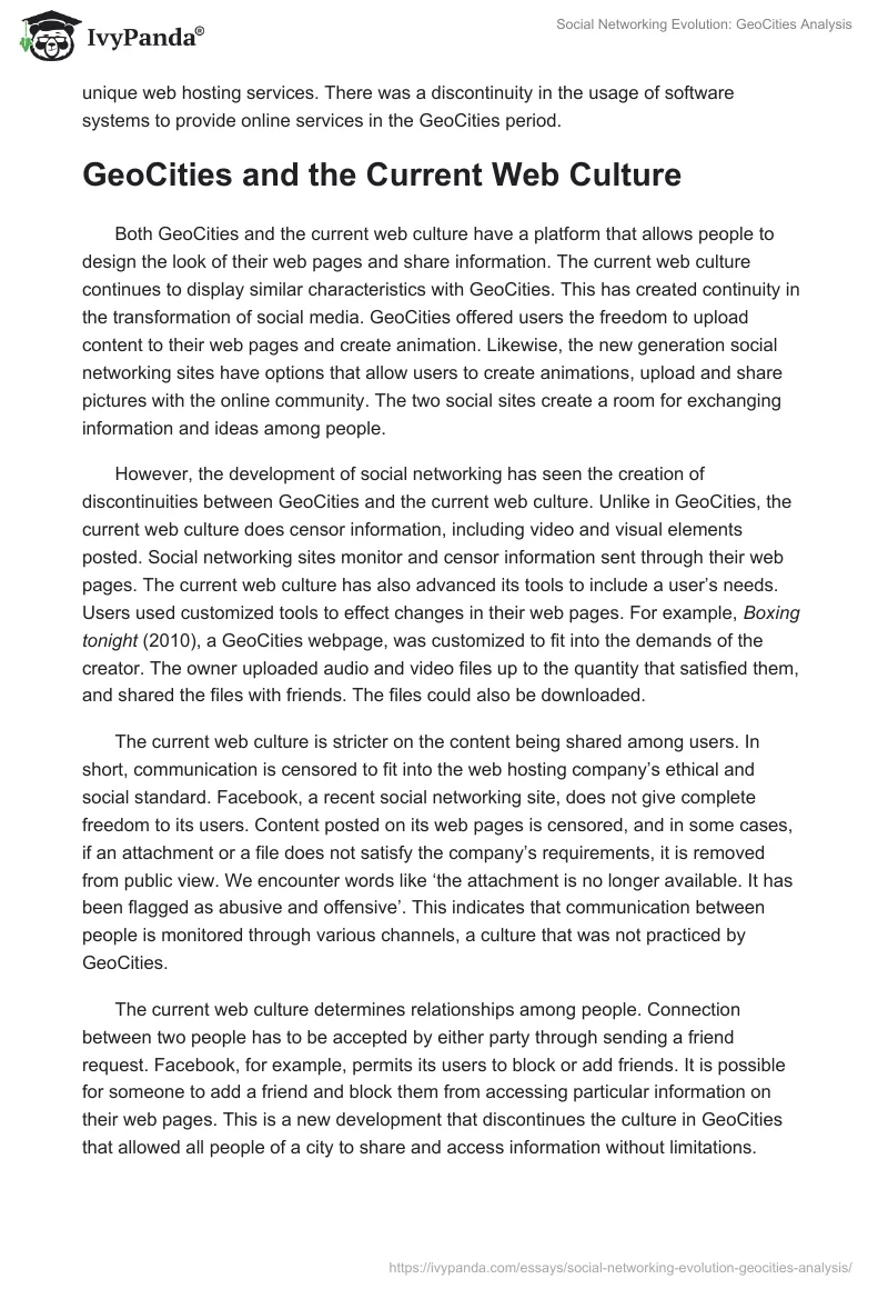 Social Networking Evolution: GeoCities Analysis. Page 4