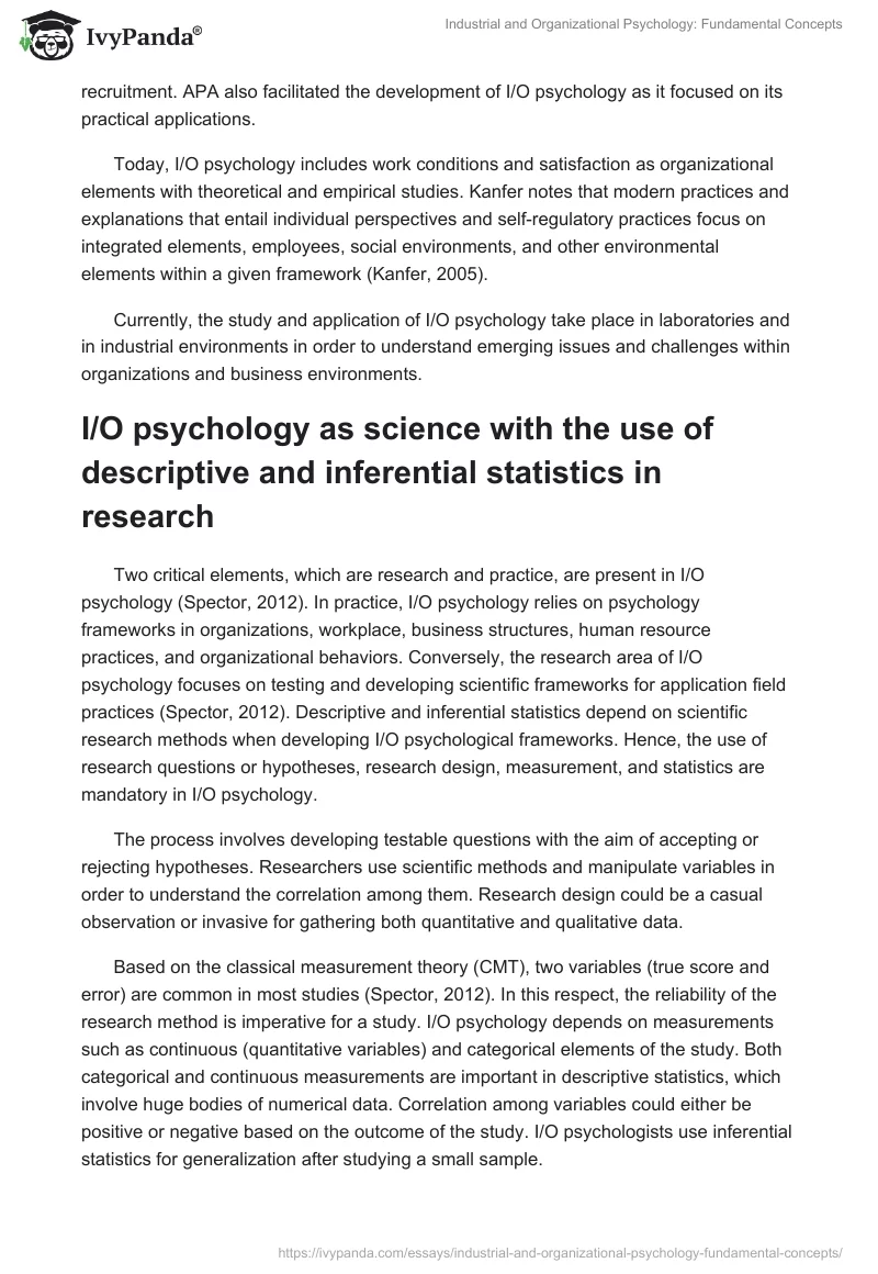 Industrial and Organizational Psychology: Fundamental Concepts. Page 2