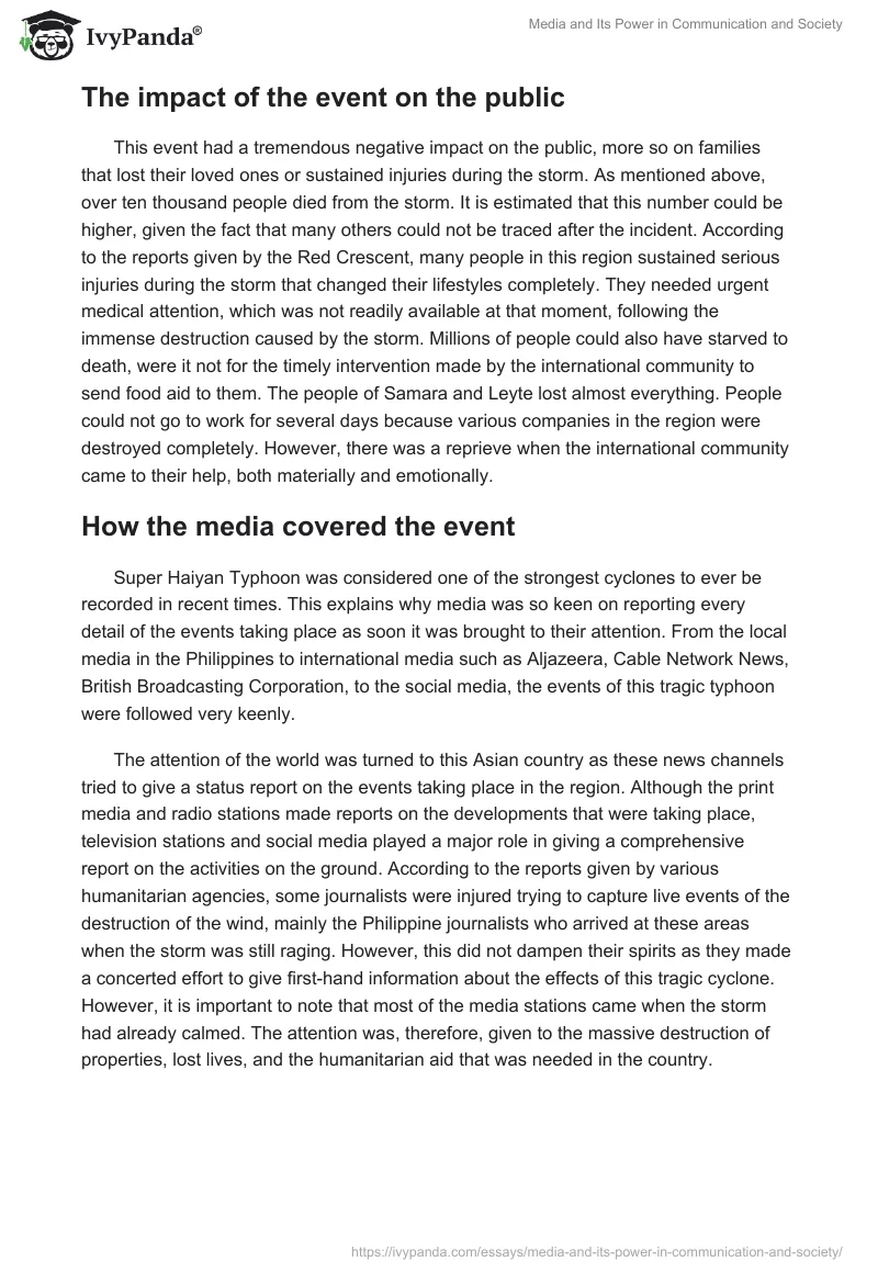 Media and Its Power in Communication and Society. Page 2