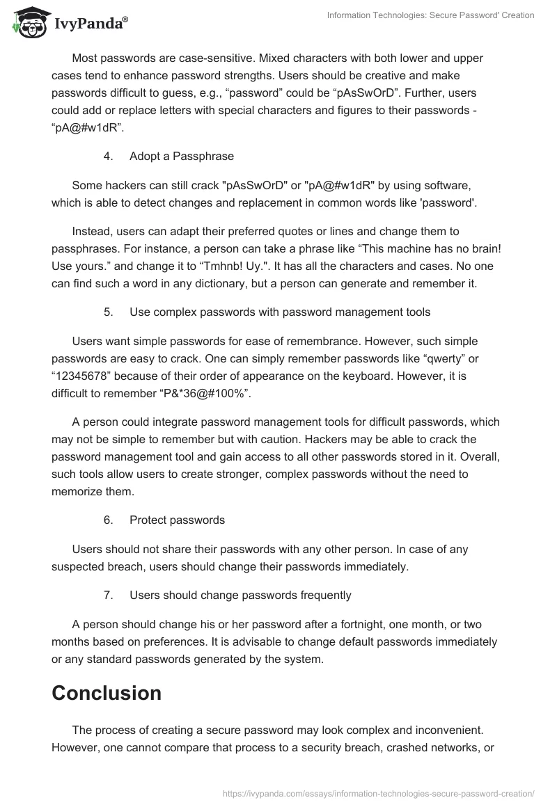 Information Technologies: Secure Password' Creation. Page 2