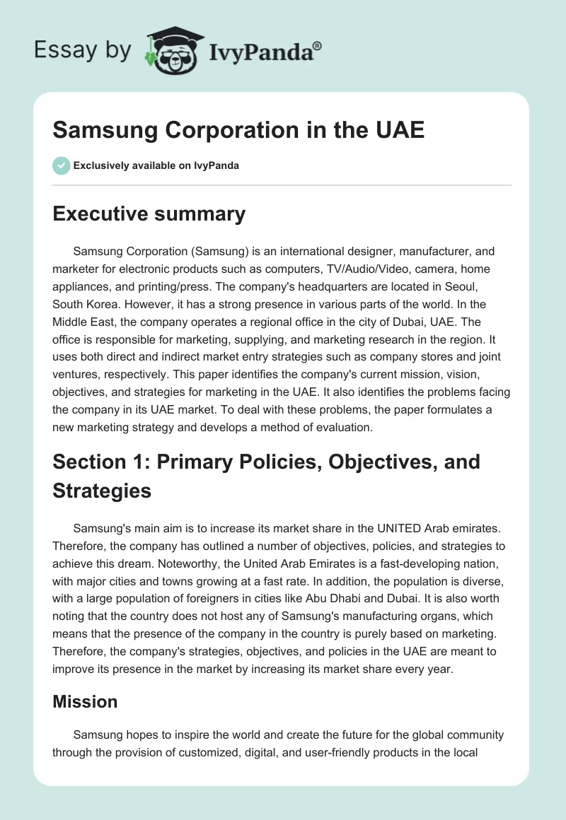 Samsung Corporation in the UAE. Page 1