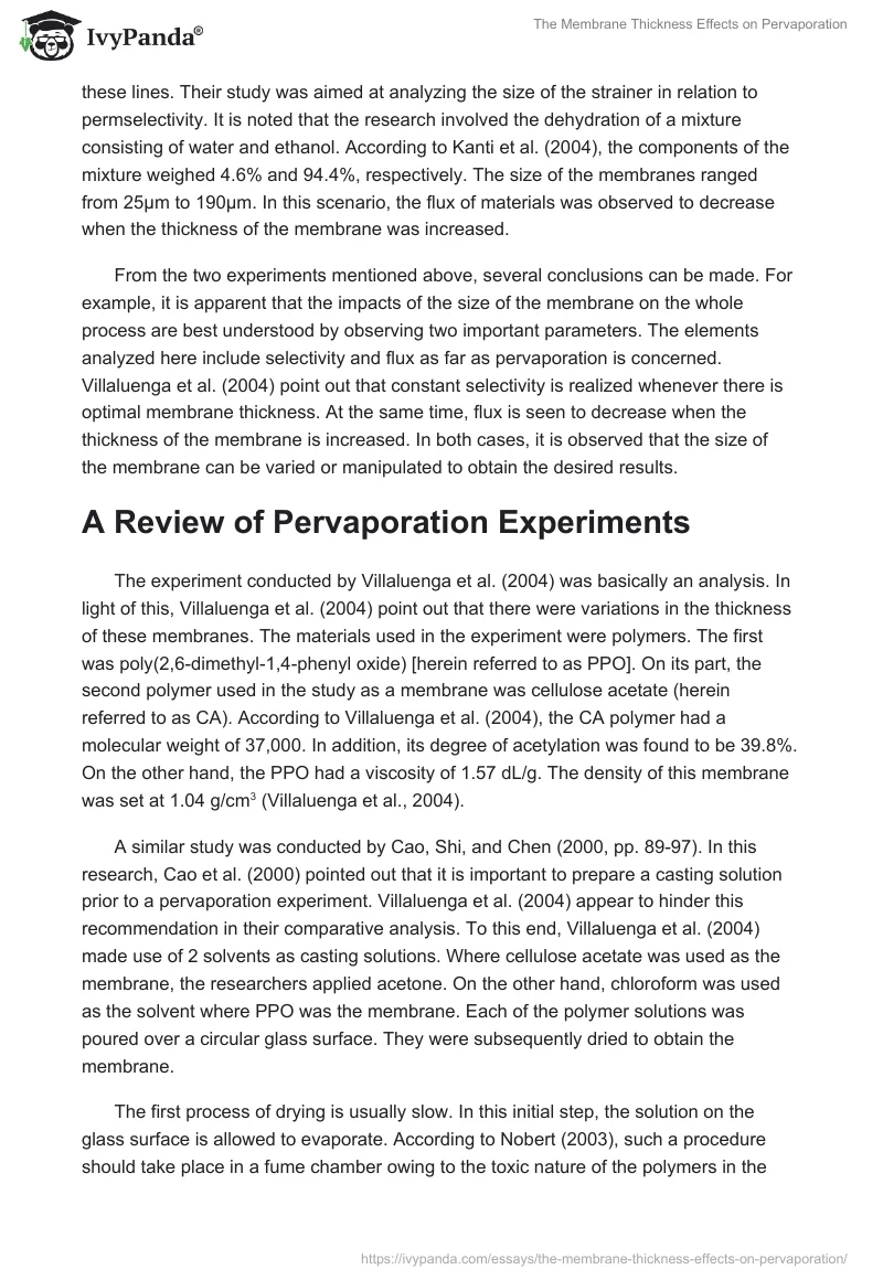 The Membrane Thickness Effects on Pervaporation. Page 3