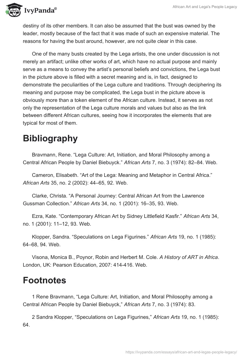 African Art and Lega's People Legacy. Page 4