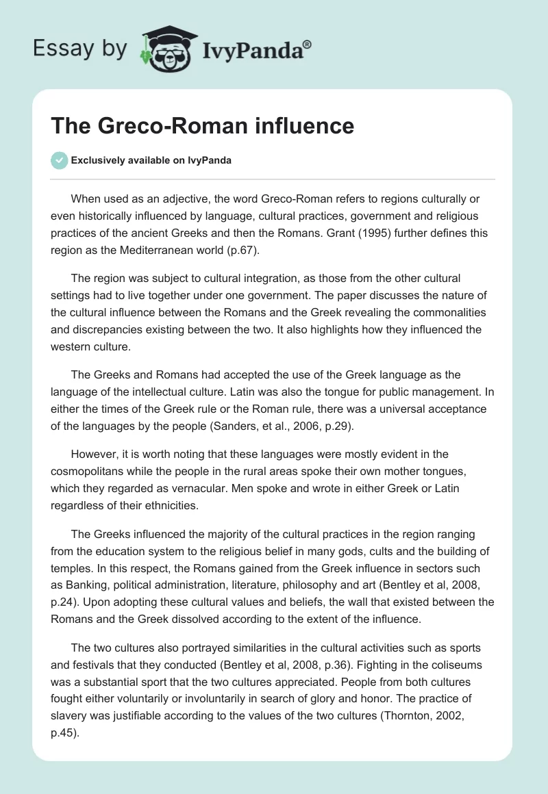 The Greco-Roman influence. Page 1