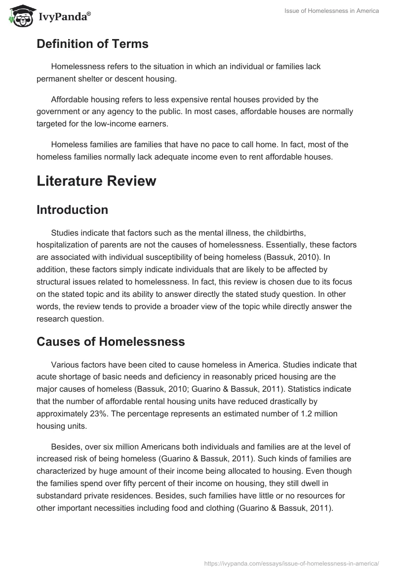Issue of Homelessness in America. Page 3