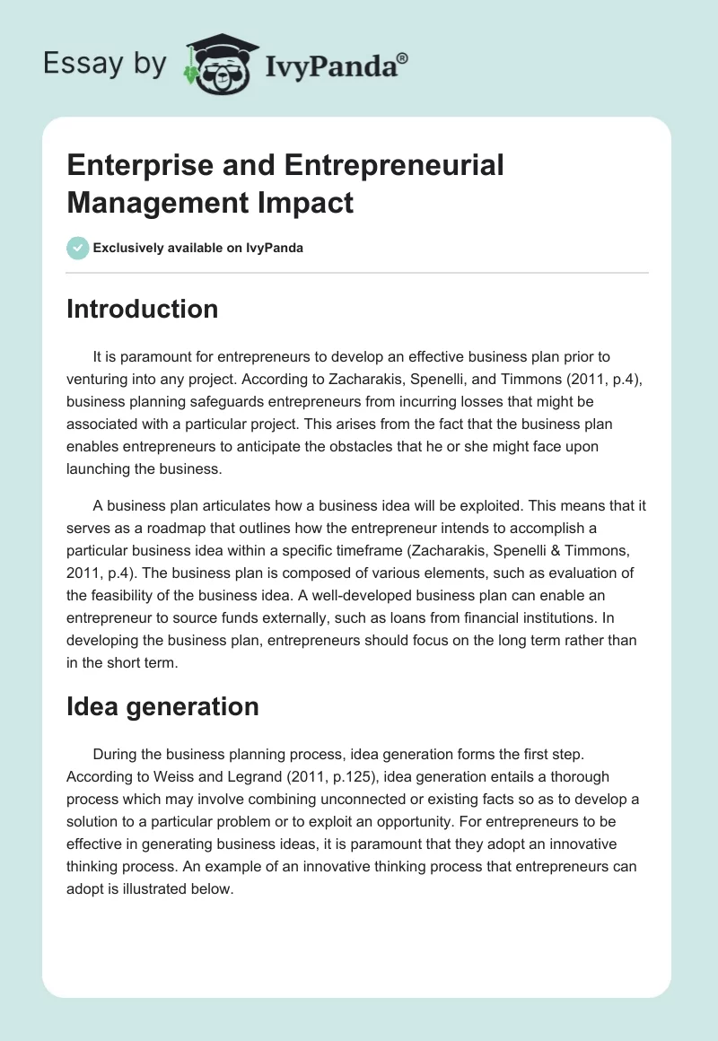 Enterprise and Entrepreneurial Management Impact. Page 1