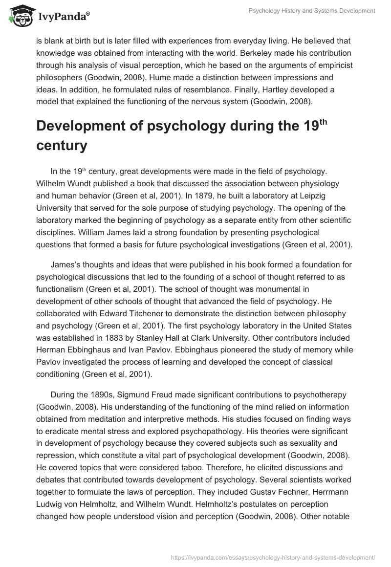 Psychology History and Systems Development. Page 2