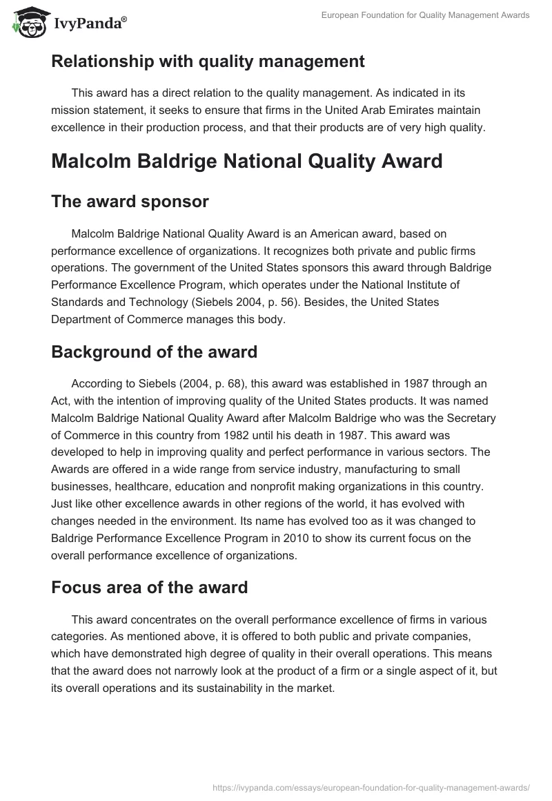 European Foundation for Quality Management Awards. Page 3