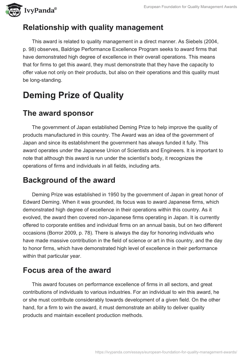 European Foundation for Quality Management Awards. Page 4