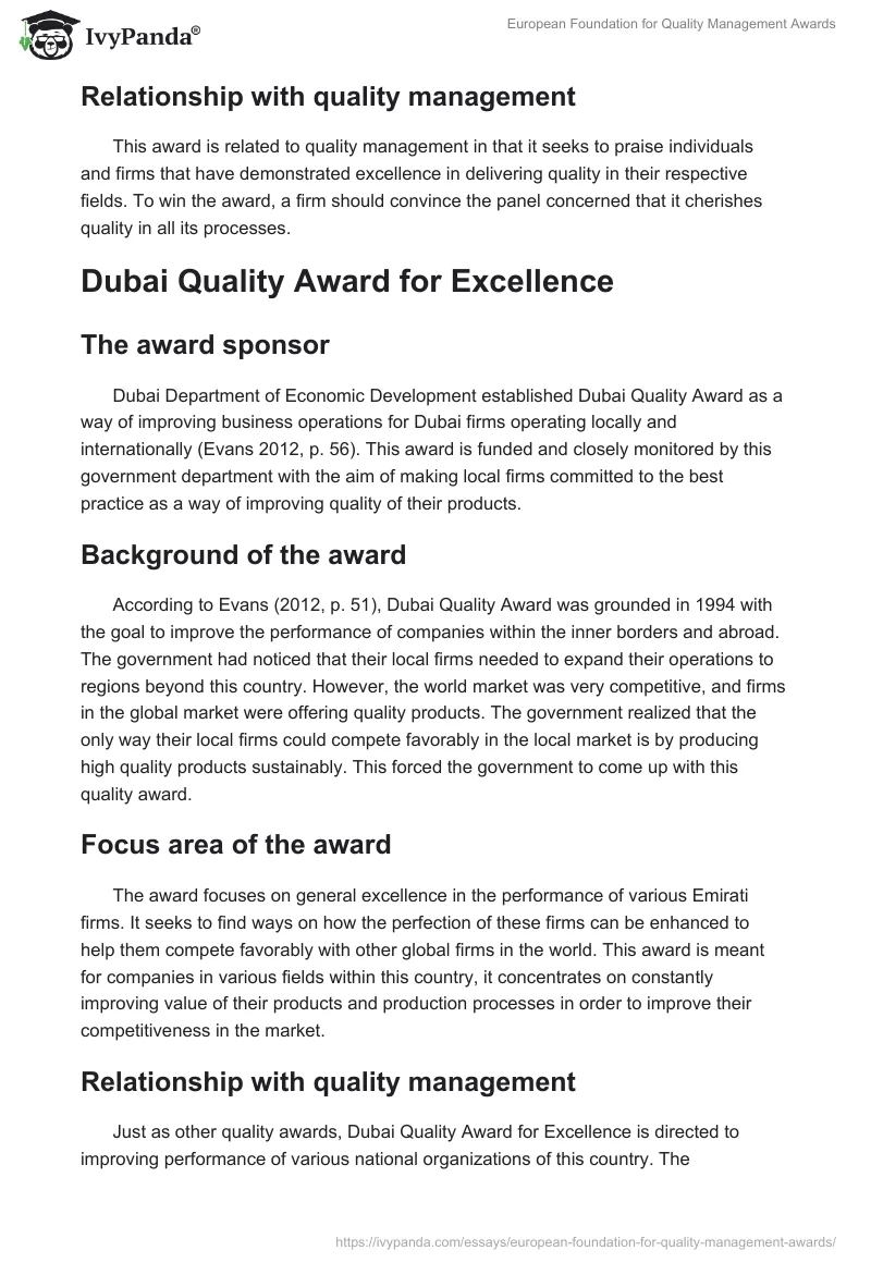 European Foundation for Quality Management Awards. Page 5