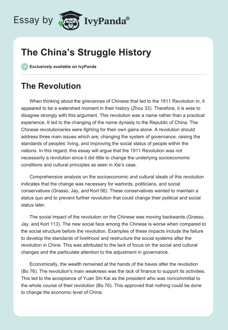 The China’s Struggle History. Page 1