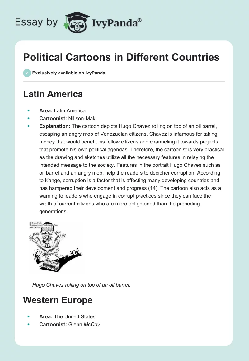Political Cartoons in Different Countries. Page 1